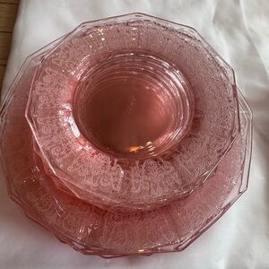 16 pieces Cambridge Depression Glass pink Cleo pattern
